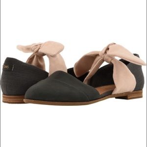 Toms Jutti D'orsay Black Leather Flats with Bow